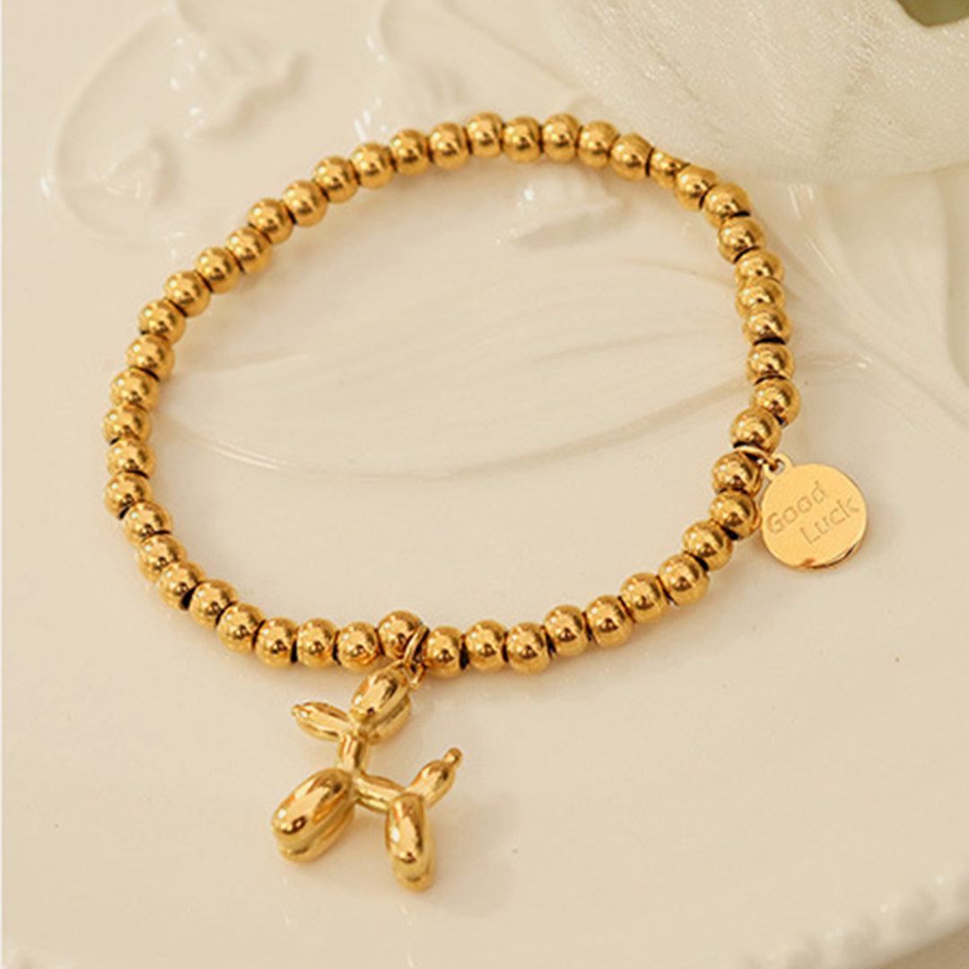 Women's Puppy Shape Charm Bracelet in 18K Gold-Plated Titanium Steel