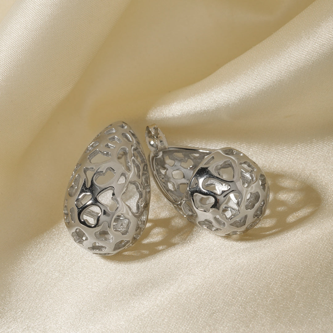 Women's Teardrop Hollowed Stainless Steel Earrings