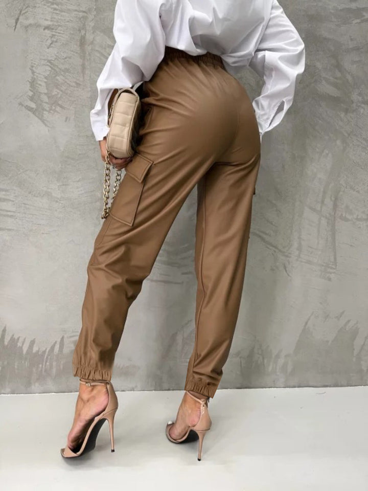 Women's Tied High Waist Pocketed Pants