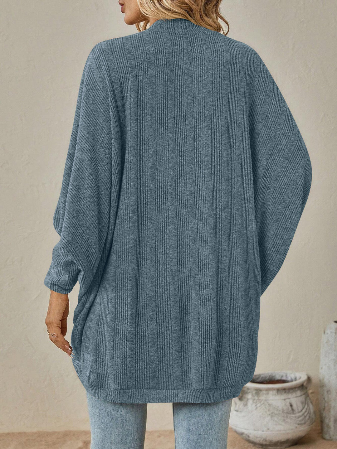 Women's Cozy Open Front Sweater with Dropped Shoulder