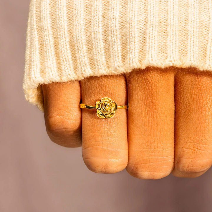 Women's Rose Shaped Gold-Plated Rings