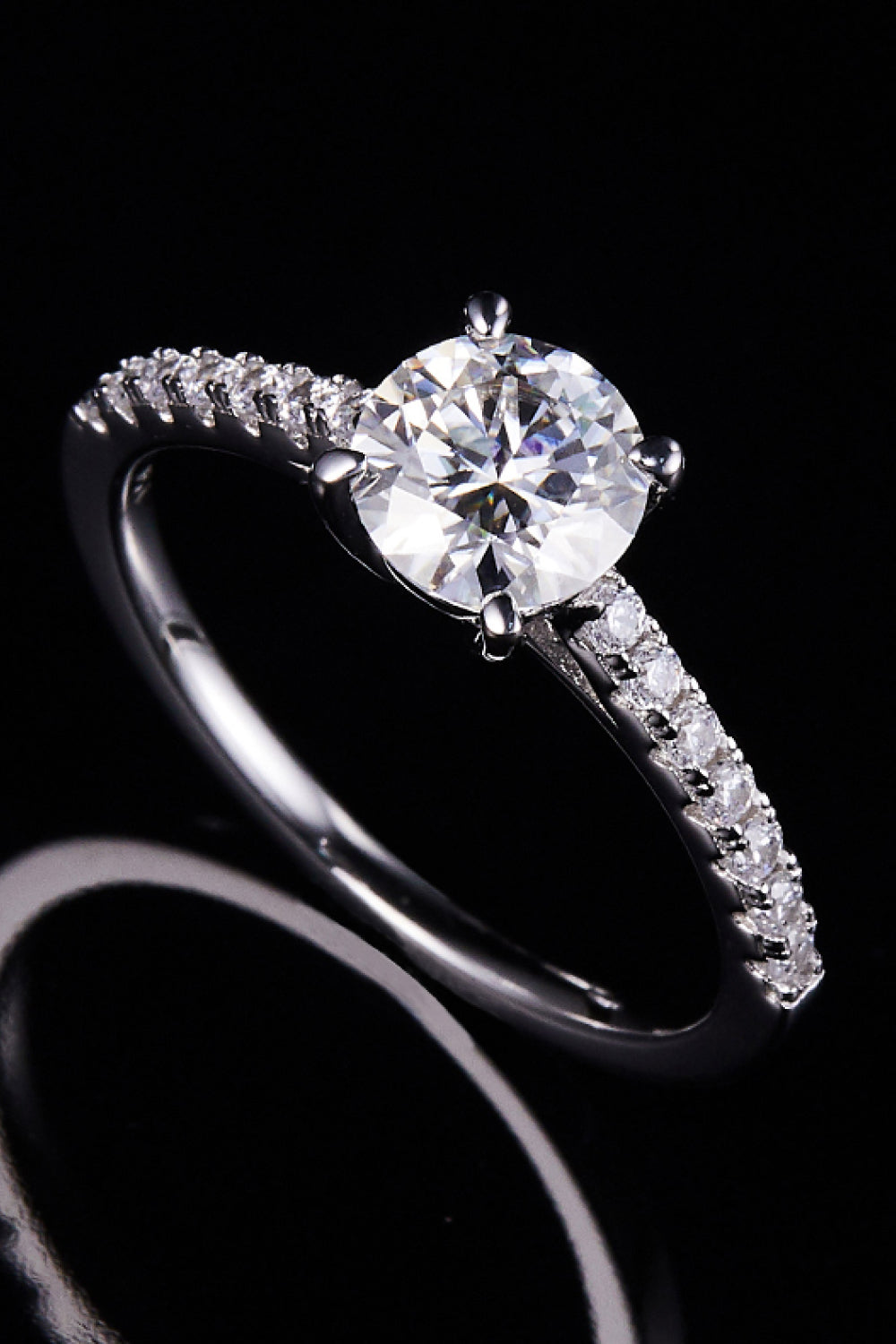 Women's Moissanite Solitaire Rings with Side Stones