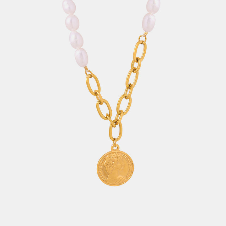 Women's Pearl Coin Pendant Necklace