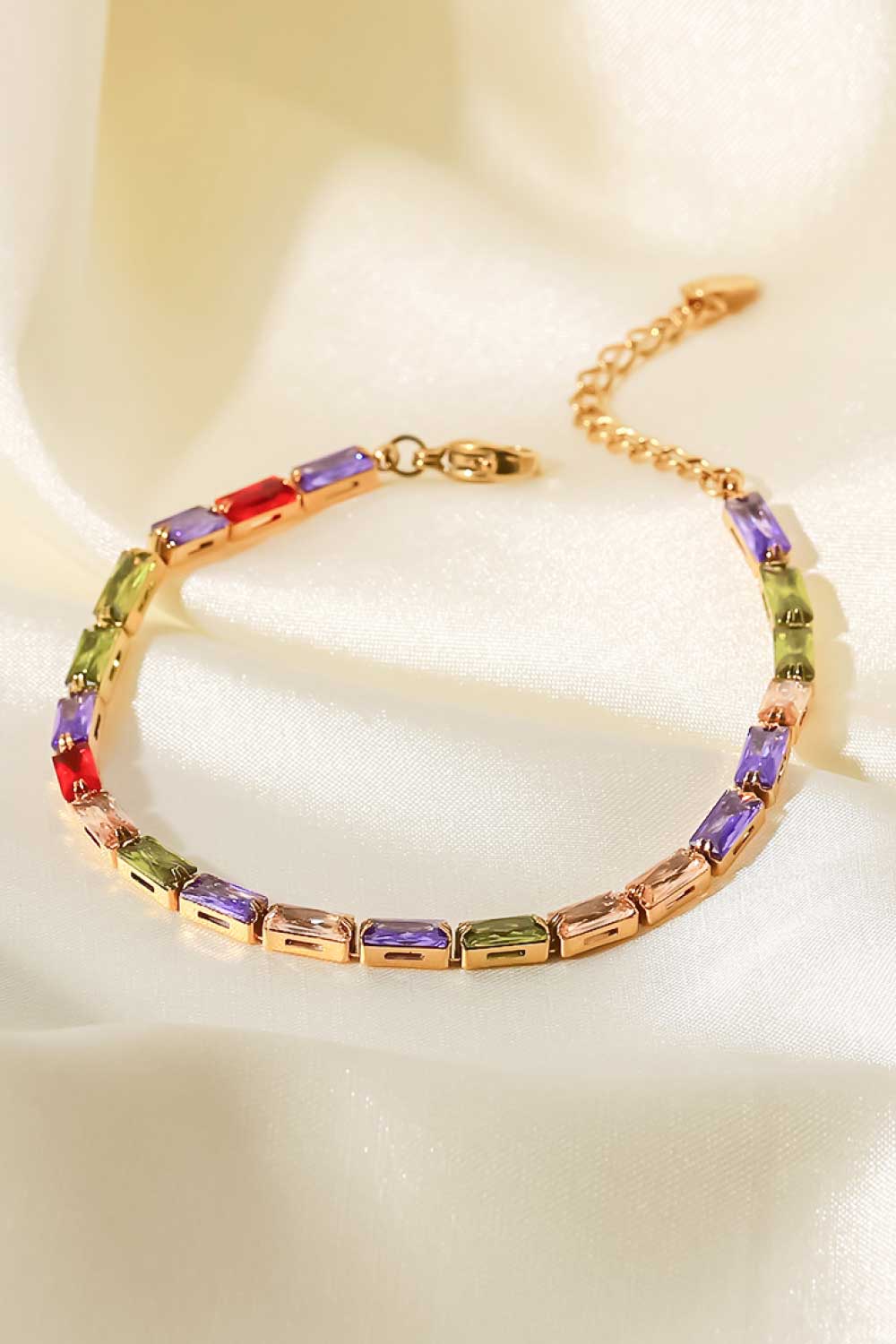 Women's Multicolored Cubic Zirconia Bracelet in 18K Gold Plating