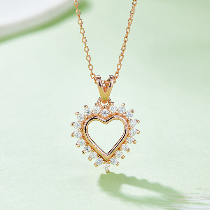 Women's Heart-Shaped Moissanite Sterling Silver Necklace