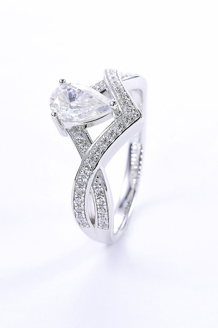 Women's Teardrop Moissanite 925 Sterling Silver Ring (Rings)