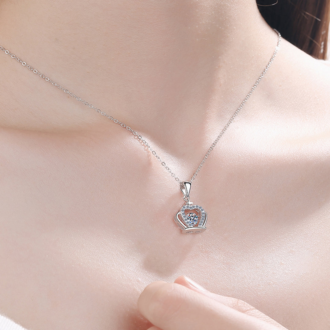 Women's Sparkling Moissanite Crown Necklace