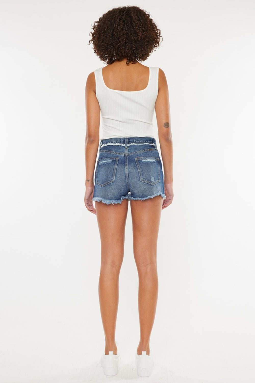 Women's Distressed Button Fly Denim Shorts