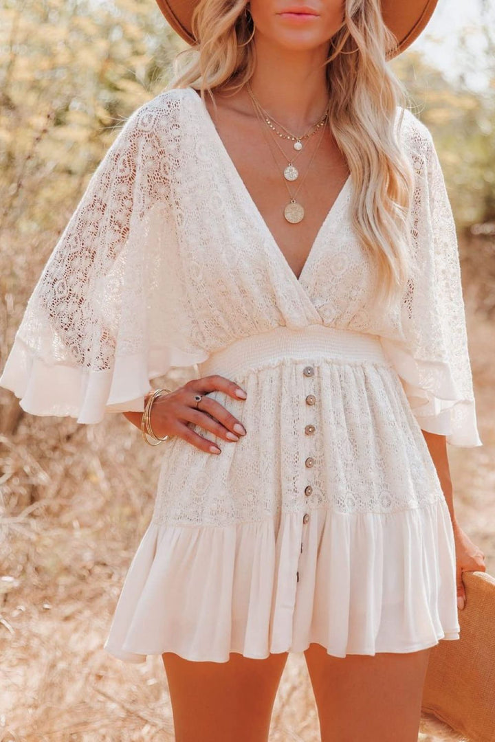 Women's with Lace Cutout Detail and Surplice Half Sleeves