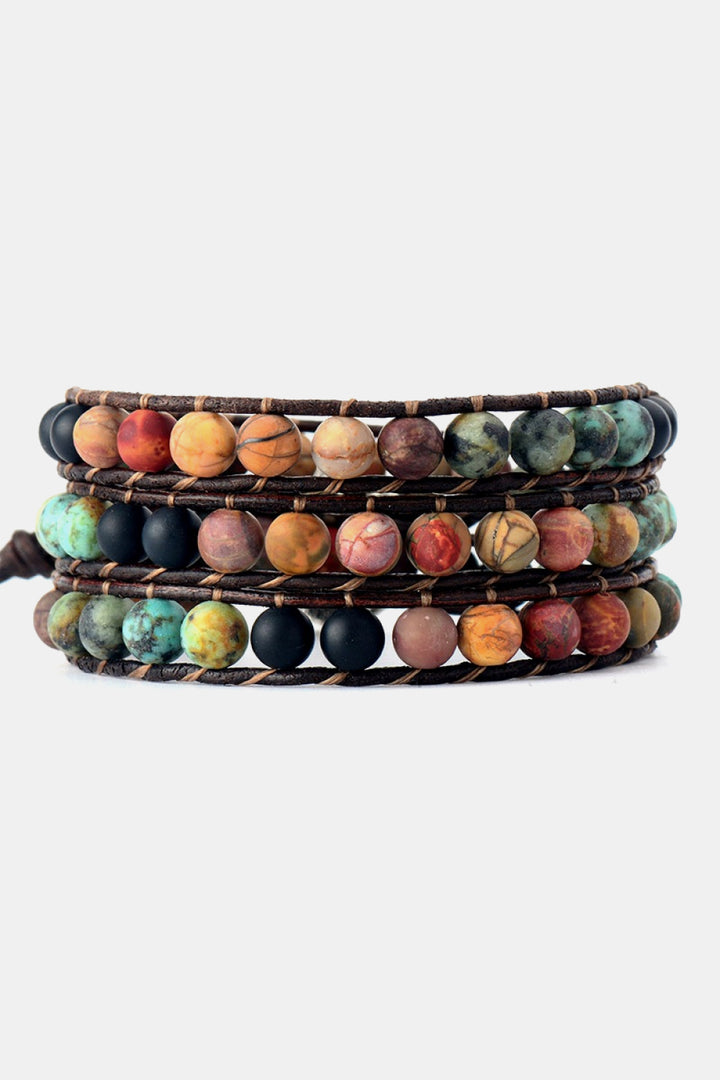 Women's Agate Triple Layer Beaded Bracelet