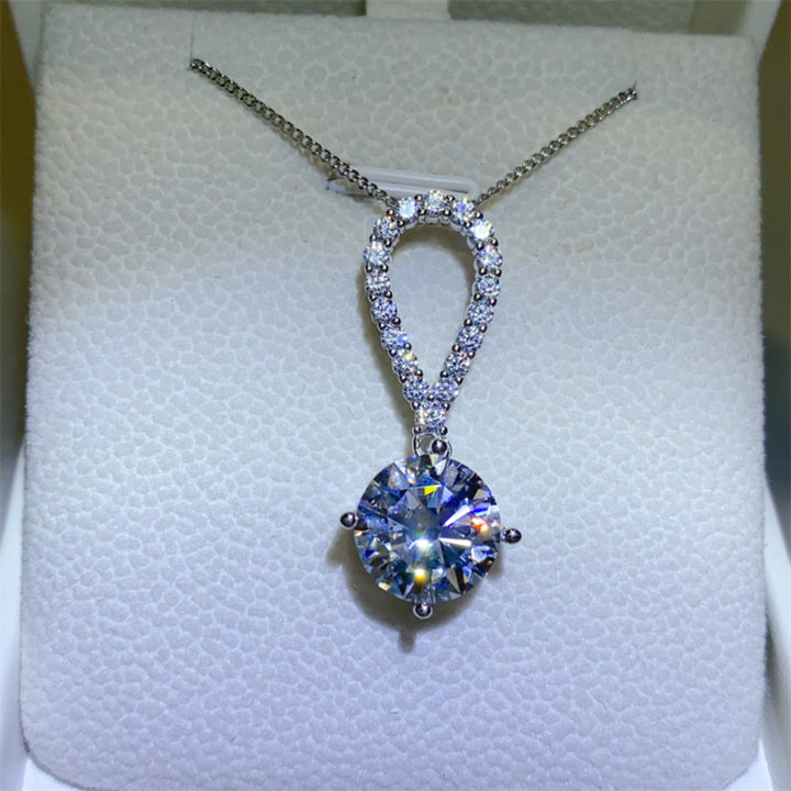 Women's Teardrop Necklace with 5 Carat Moissanite Accent