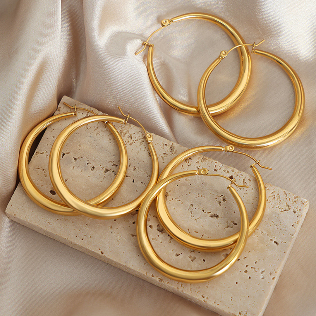 Women's Elegant 18K Gold-Plated Hoop Earrings