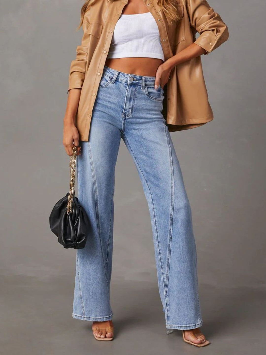 Women's Classic High Waist Straight Leg Jeans with Pockets