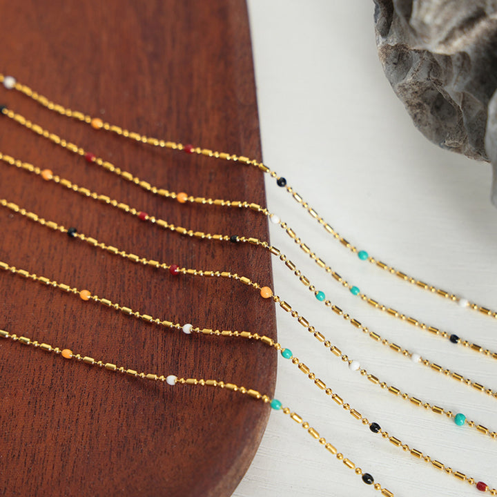 Women's Elegant 18K Gold-Plated Beaded Drip Necklace