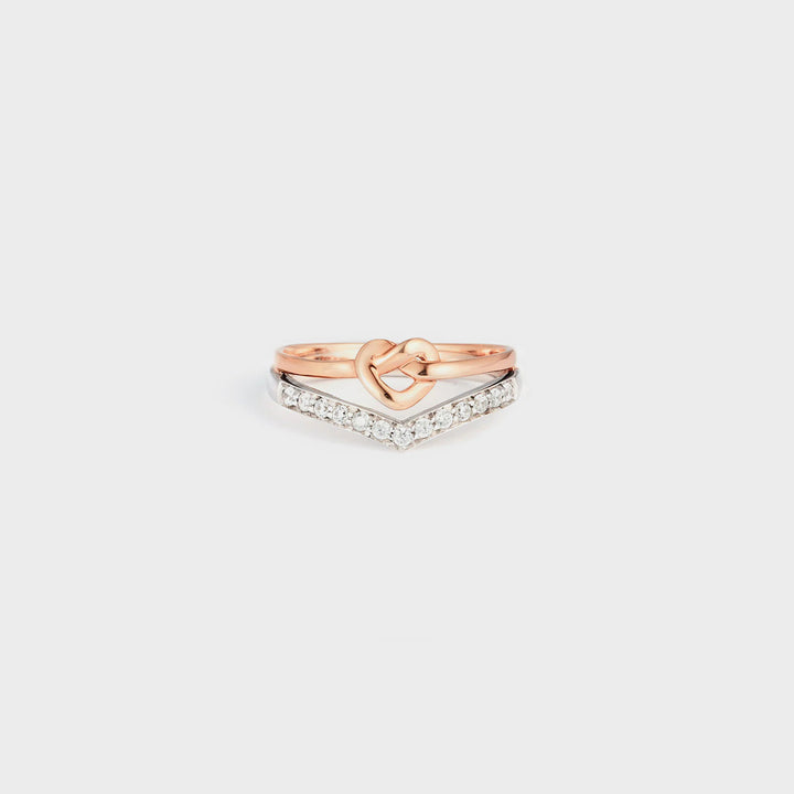 Women's Knotted Heart Shape Zircon Rings