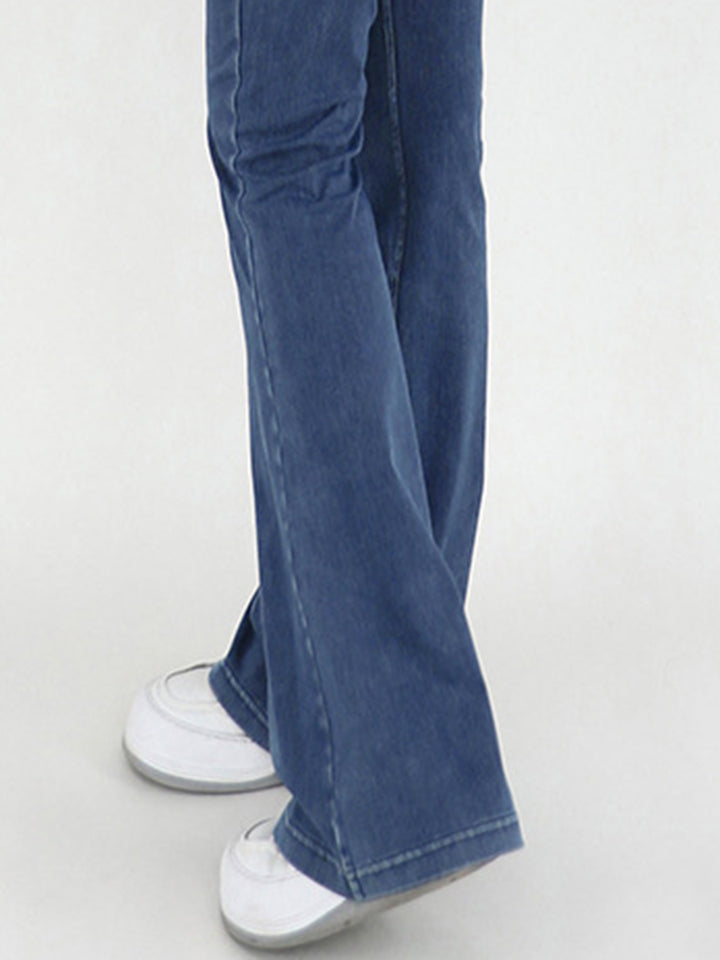 Women's Bootcut Jeans with Wide Waistband and Pockets