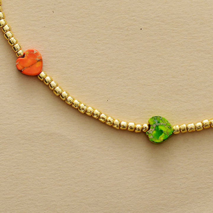 Women's Romantic Heart-Shaped Gemstone Necklace