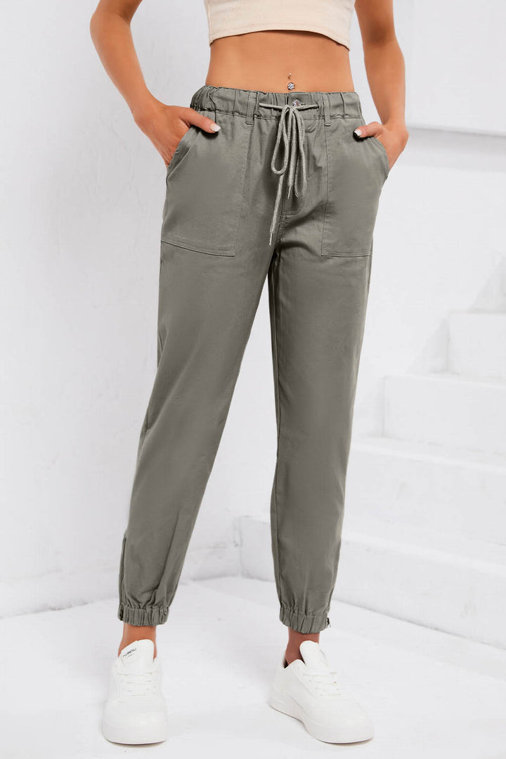 Women's Comfortable Drawstring Side Zip Pants