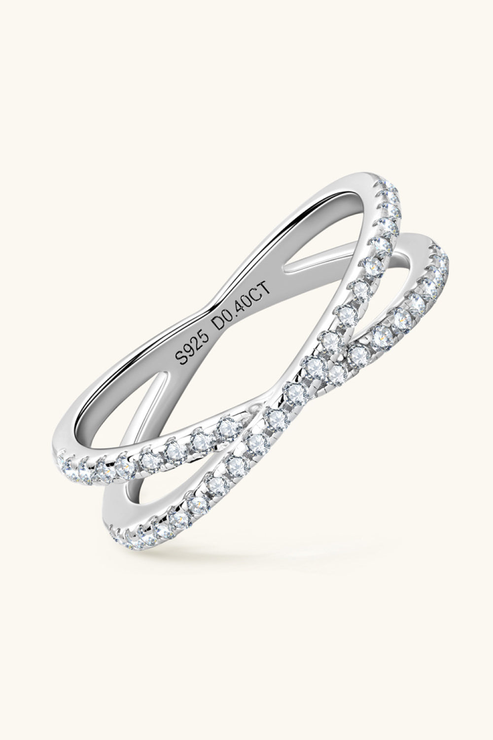 Women's Crisscross Moissanite Sterling Silver Rings