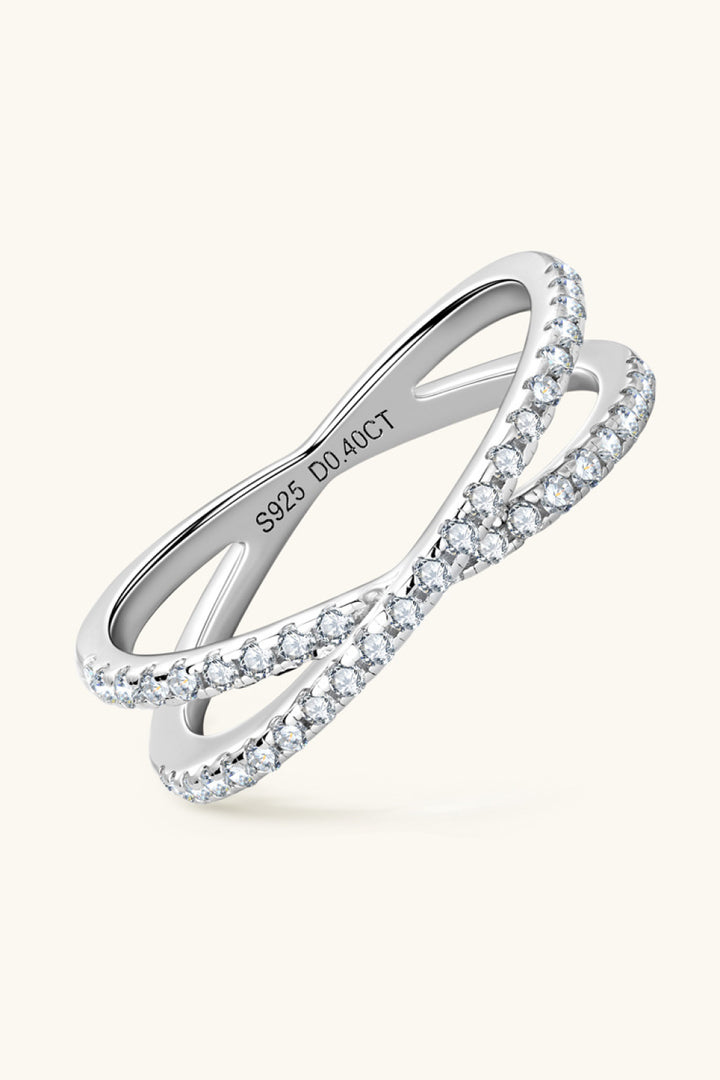 Women's Crisscross Moissanite Sterling Silver Rings