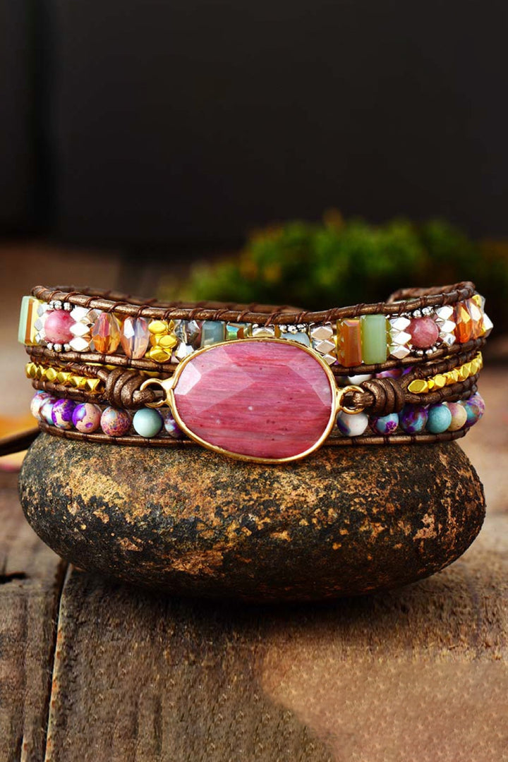 Women's Crystal Beaded Natural Stone Bracelet