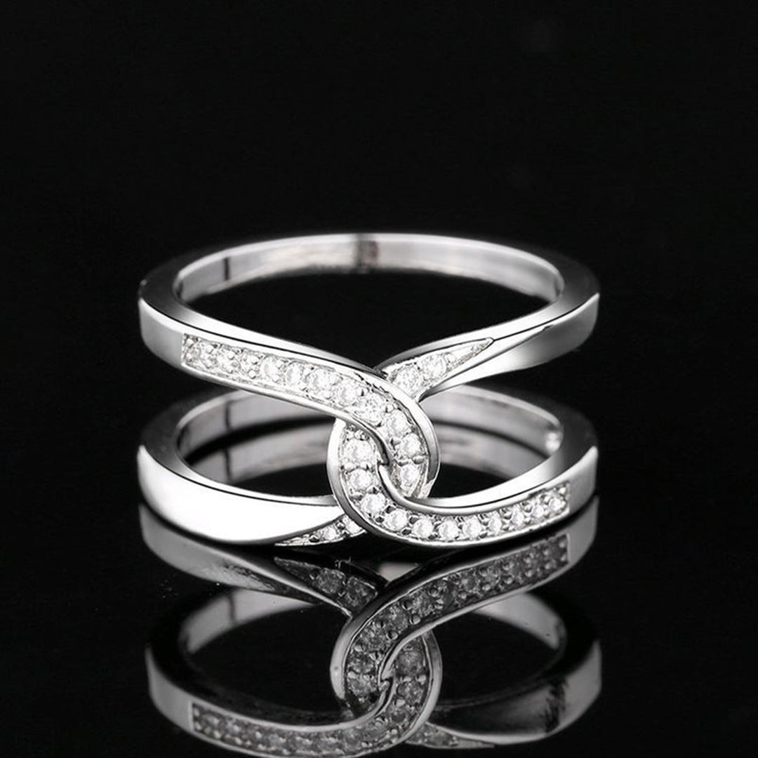 Women's Twisted Double-layered Zircon Inlaid Rings