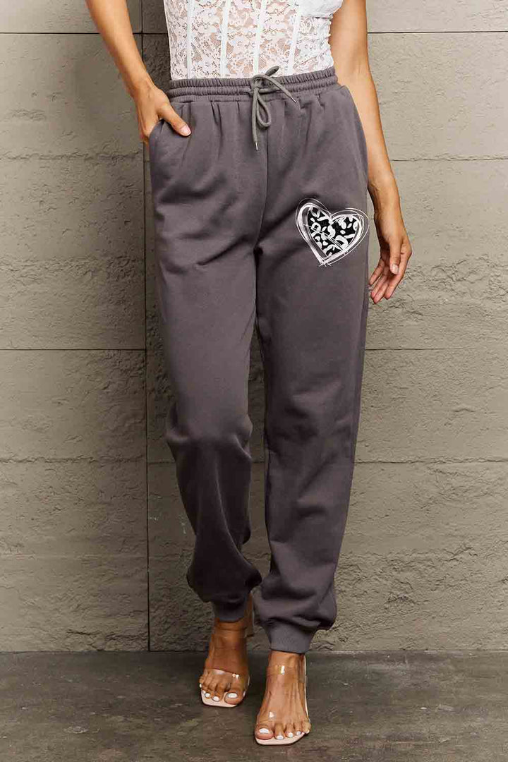 Women's Heart Graphic Drawstring Sweatpants