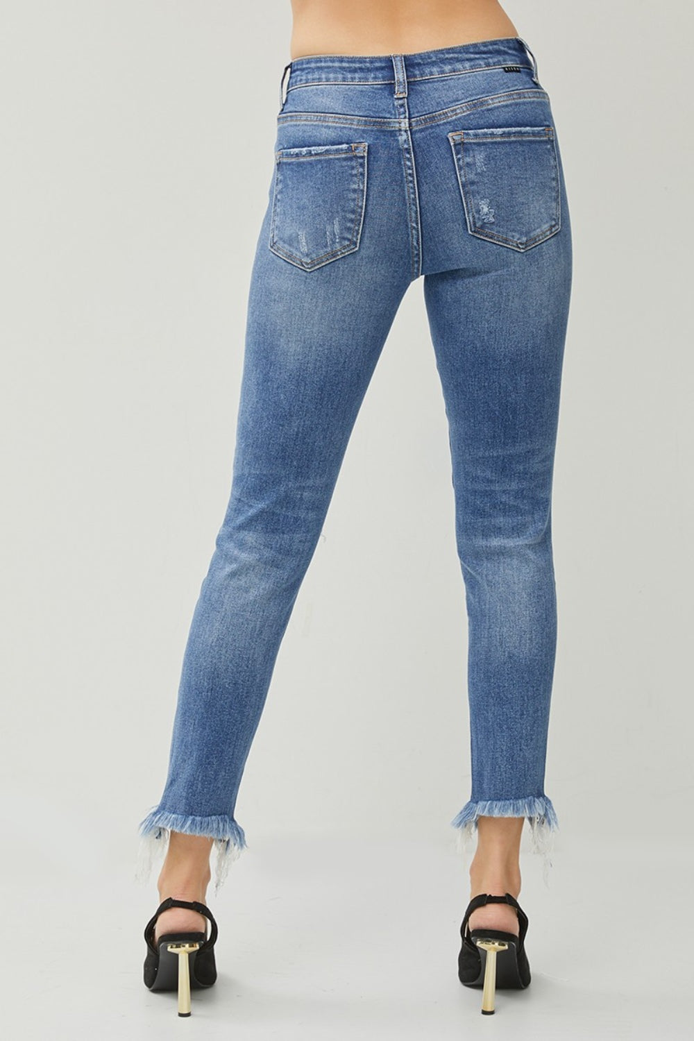 Women's Distressed Frayed Hem Slim Jeans