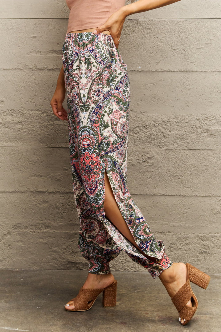 Women's Printed Cutout Long Pants