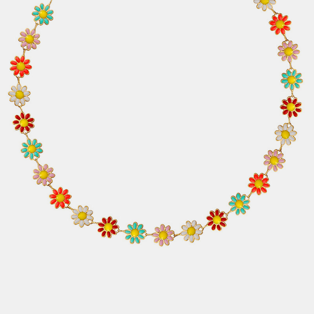 Women's Flower Oil Drip Necklace