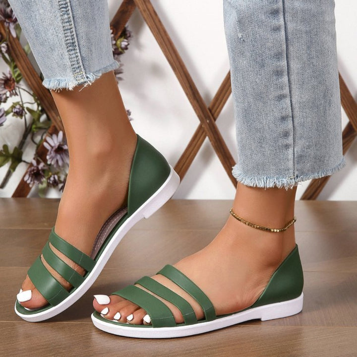 PU Leather Three-Strap Sandals