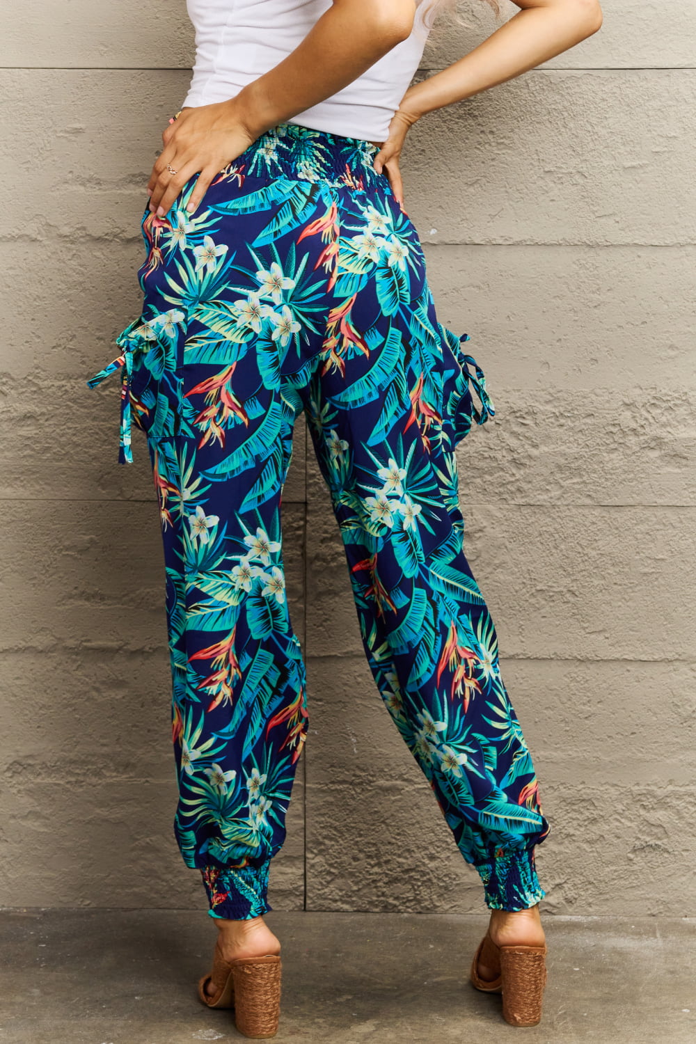 Women's Smocked Floral Print Pants