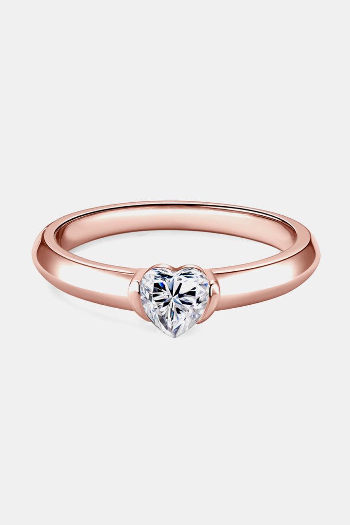 Women's Heart-Shaped Moissanite Sterling Silver Solitaire Ring