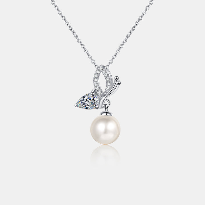 Women's Elegant Natural Pearl Pendant Sterling Silver Necklace