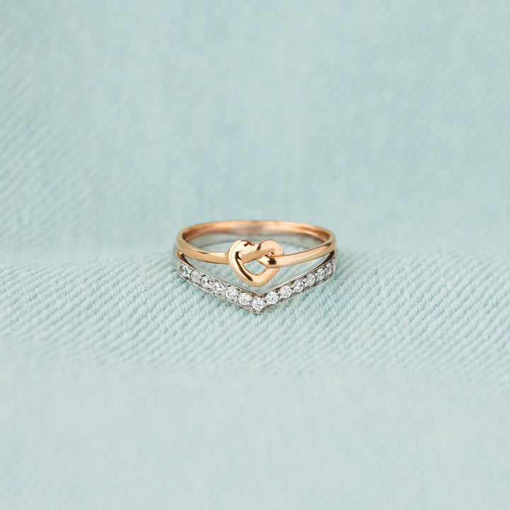 Women's Knotted Heart Shape Zircon Rings