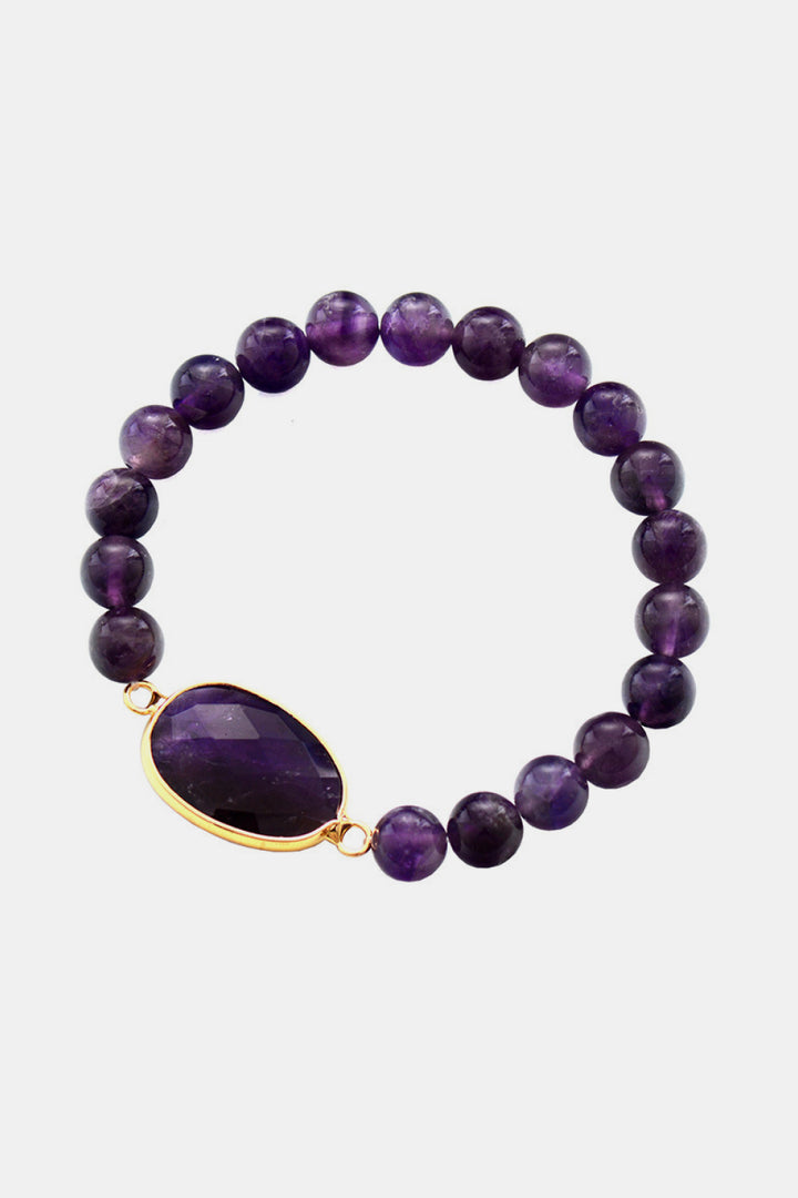 Women's Amethyst Beaded Bracelet crafted by Hand