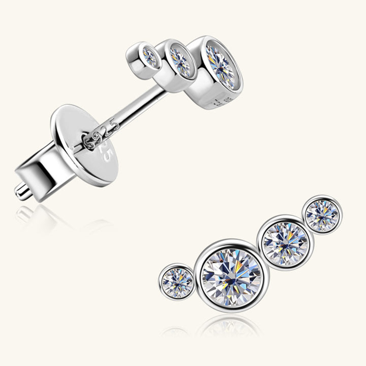 Women's Elegant Moissanite Sterling Silver Stud Earrings