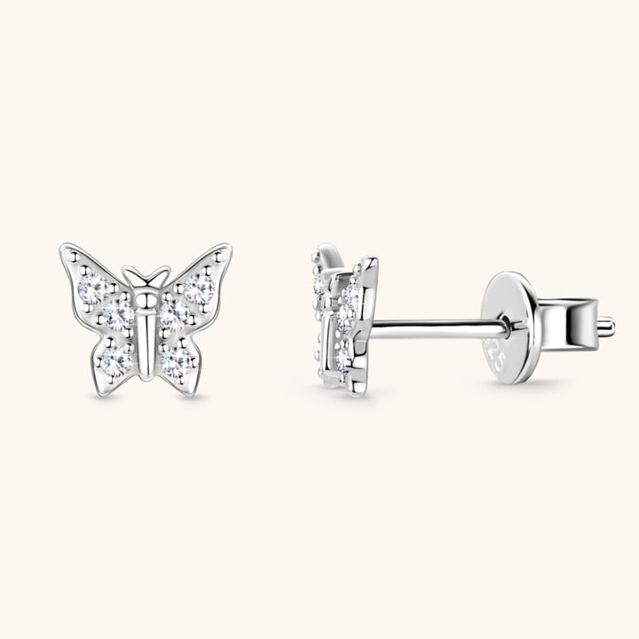 Women's Elegant Butterfly Moissanite Sterling Silver Stud Earrings