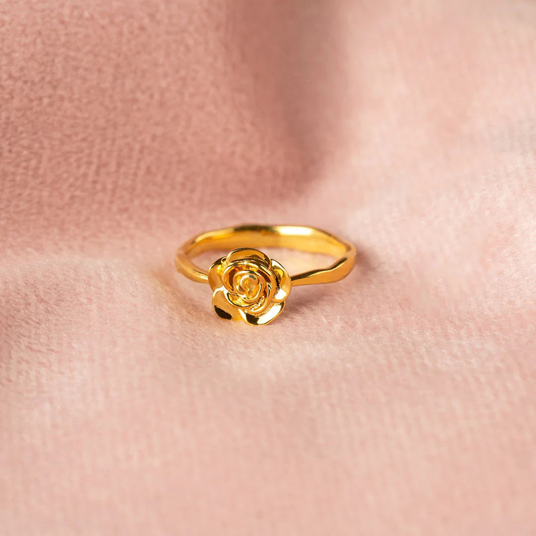 Women's Rose Shaped Gold-Plated Rings