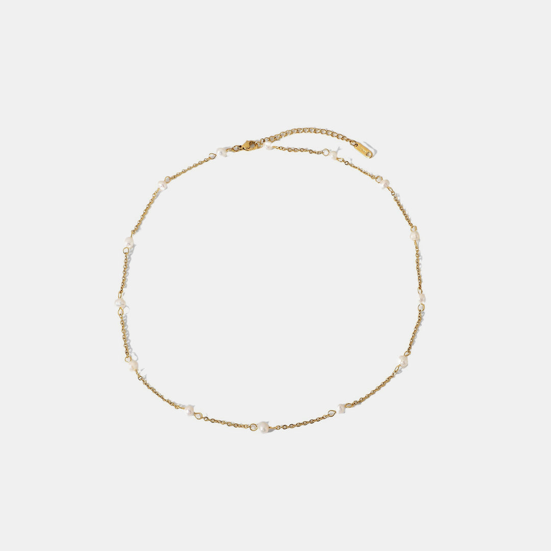 Women's Pearl Necklace with 18K Gold-Plated Detail