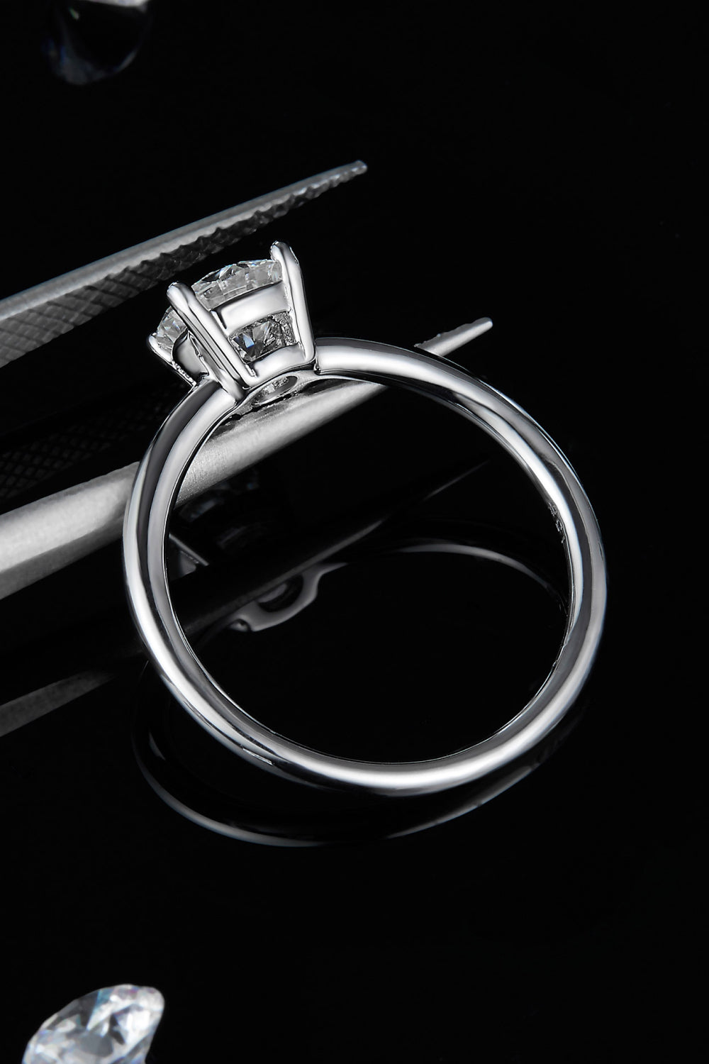 Women's Solitaire Rings with 1 Carat Moissanite in Sterling Silver