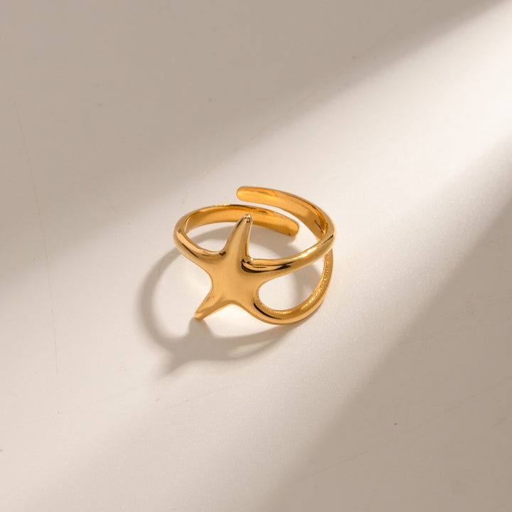 Women's Starry Gold-Plated Stainless Steel Ring (Rings)