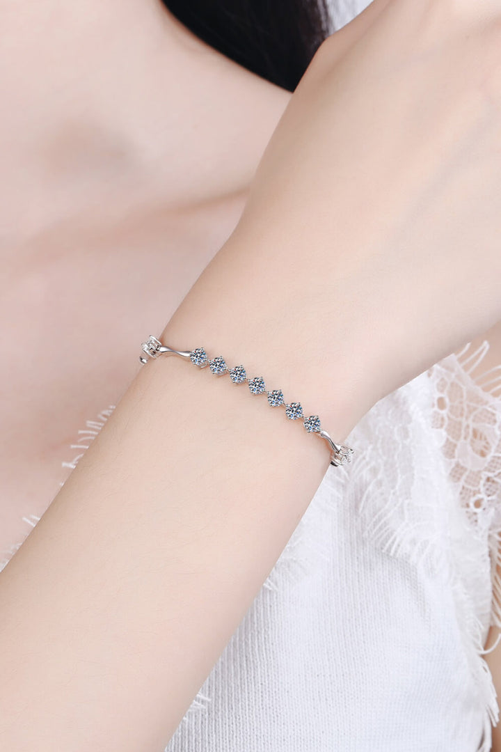 Women's Sparkling Moissanite Sterling Silver Bracelet