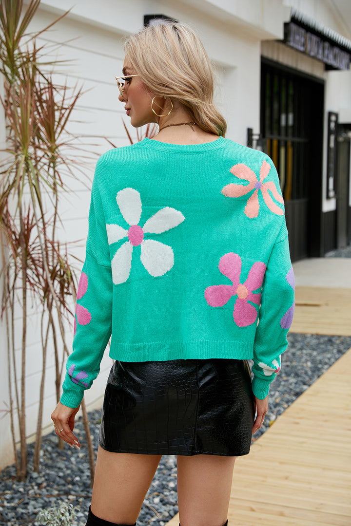 Women's Floral Drop Shoulder Sweater