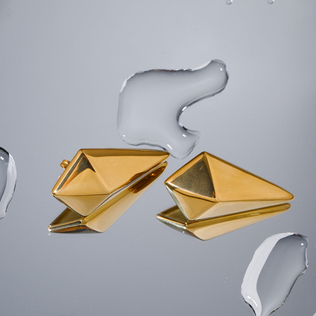 Women's Geometric Stainless Steel 18K Gold-Plated Earrings