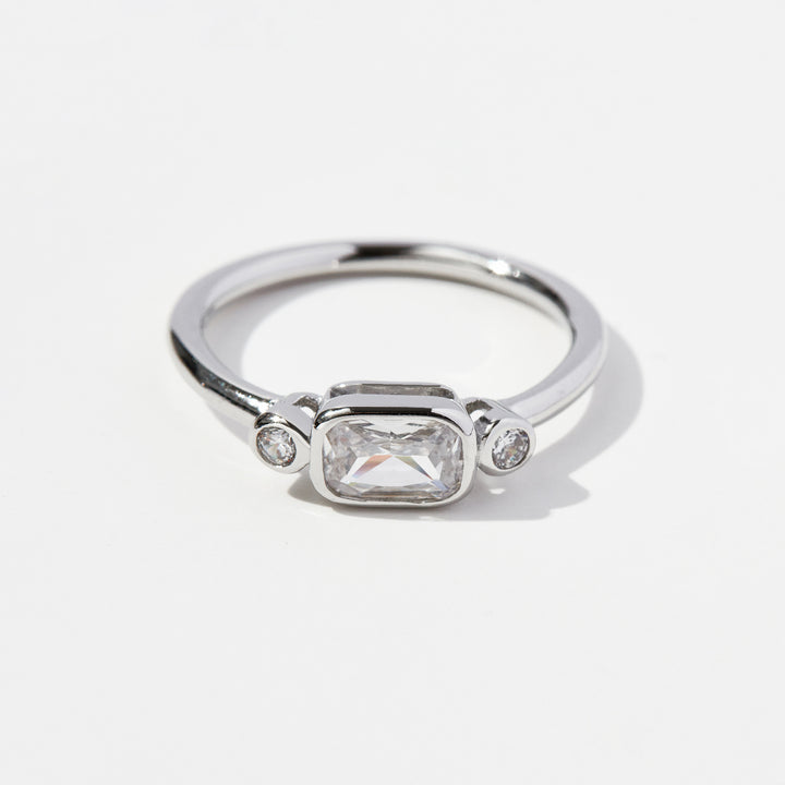 Women's Geometric Zircon Rings in Sterling Silver