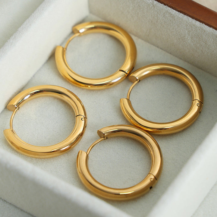 Women's Elegant 18K Gold-Plated Huggie Earrings