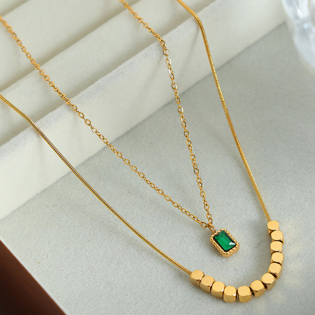 Women's Elegant Double-Strand Gold-Plated Necklace