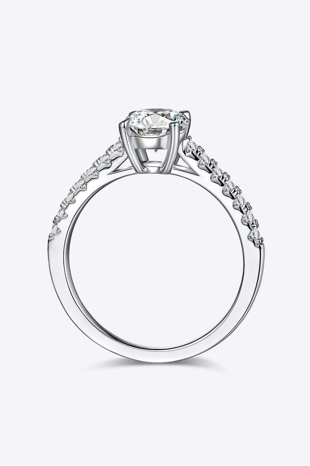 Women's Moissanite Solitaire Rings with Side Stones