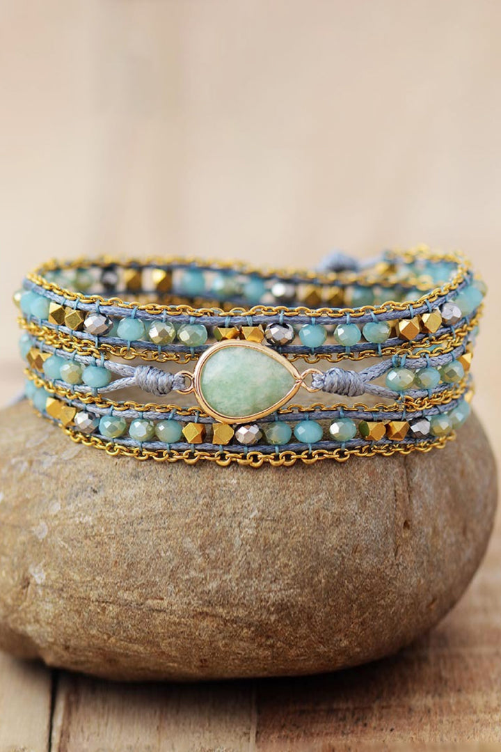 Women's Teardrop Triple Layer Beaded Bracelet